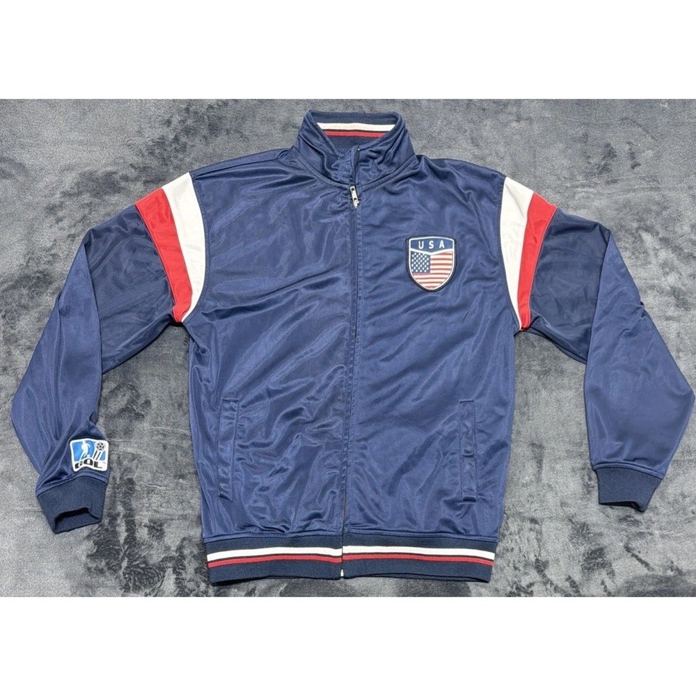 GOL Team USA Soccer Track Jacket Embroidered USA full Zip Lightweight Sz. Medium